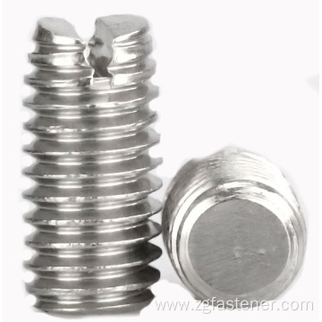 Stainless steel Slotted set screws with flat point